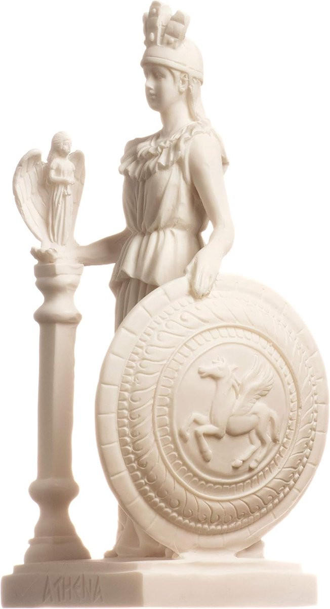 Griekse Godin Beeld - Wit Alabast Sculptuur - Hoogte: 19 cm
