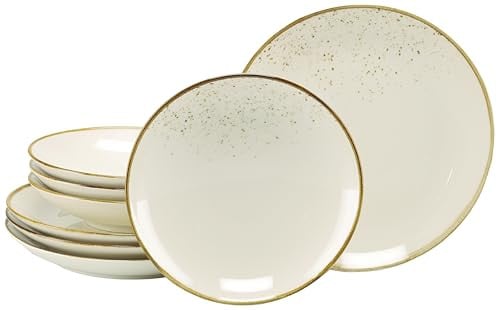 CreaTable Nature Collection 8-delig combiservies in beige/crème van keramiek