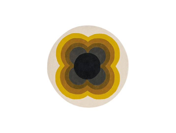 Runder Designer Teppich „Sunflower“ - handgetuftet, aus 100% reiner Schurwolle Yellow Ø 150 cm ORLA KIELY