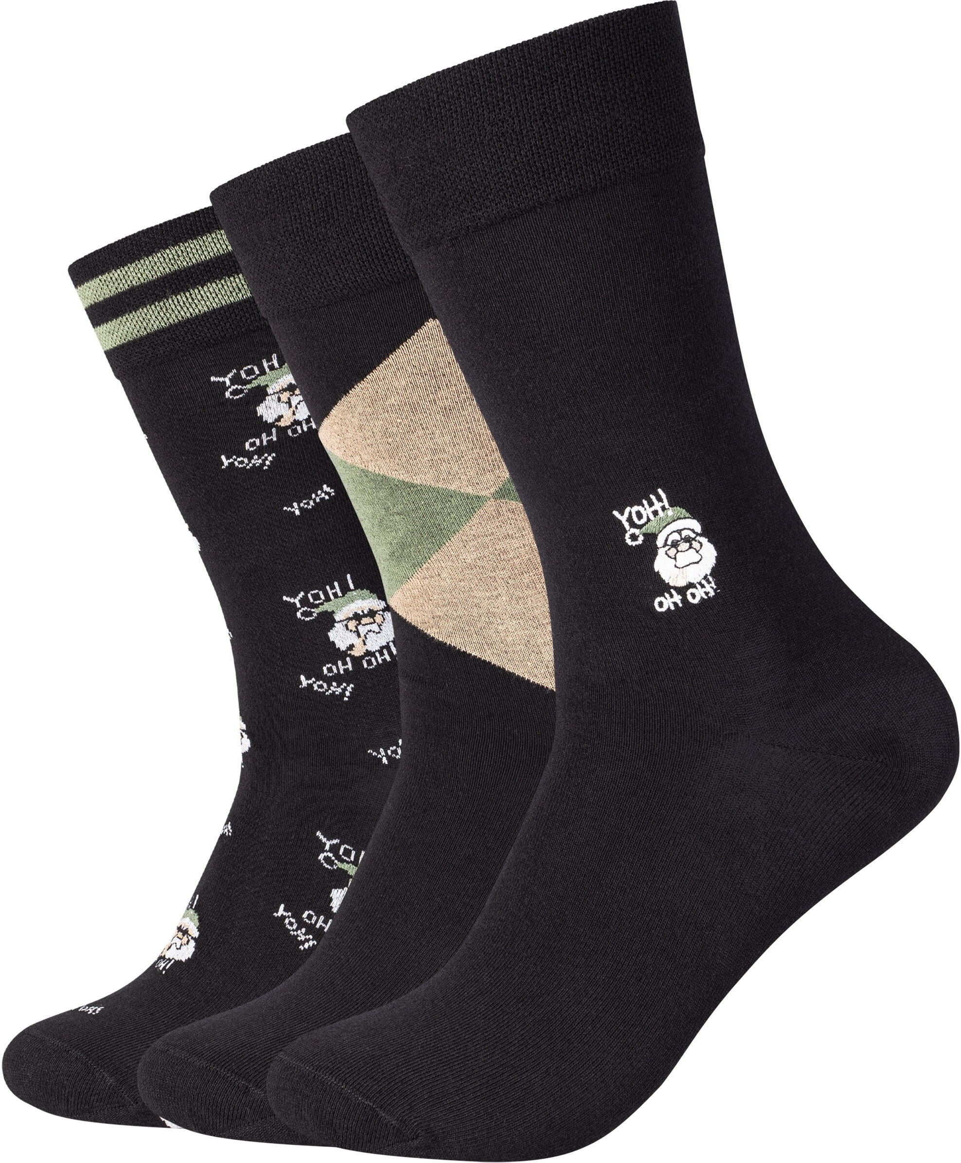 Socken CAMANO, Herren, Gr. 39-42, schwarz (schwarz mix), Obermaterial: 80% Baumwolle, 17% Polyamid, 3% Elasthan, Socken Socken, mit festlich gestalteten Paaren schwarz mix 39-42