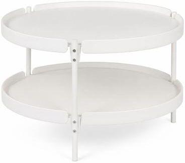 "Costway 24"" Round Coffee Table Plastic Side Table with Metal Legs-White"