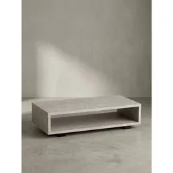Couchtisch in Stein-Optik Modern mit Stauraum Rechteckig Schlicht, Beige 100x50x25 cm