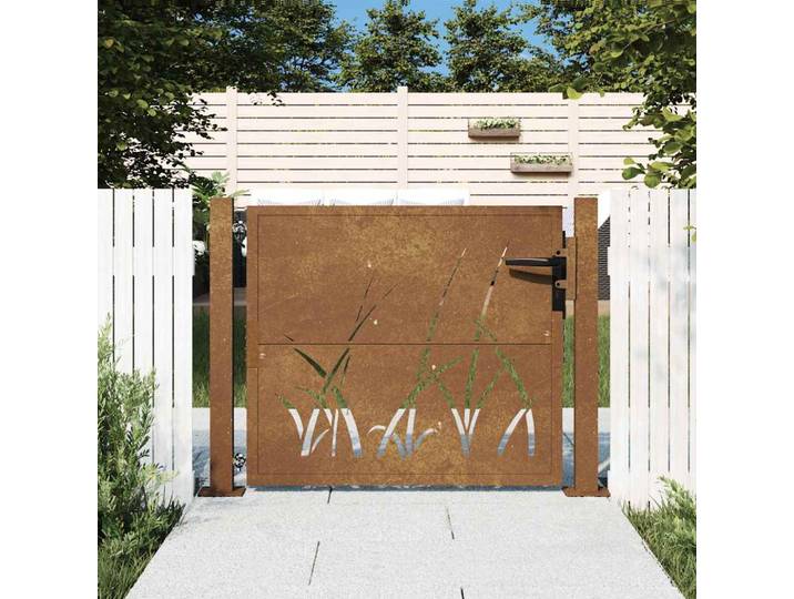 vidaXL Gartentor 100x75 cm Cortenstahl Gras-Design