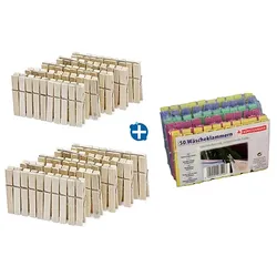 Wäscheklammer Set aus Holz und Kunststoff 3 Pack a 50 Stück im Blockpack
