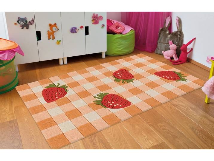 Teppich ARTE ESPINA Joy 996 , rot, B:70cm H:22mm L:140cm, Obermaterial: 100% Modacryl, Teppiche, Teppich, Farbenfrohes Design mit süssen Erdbeeren