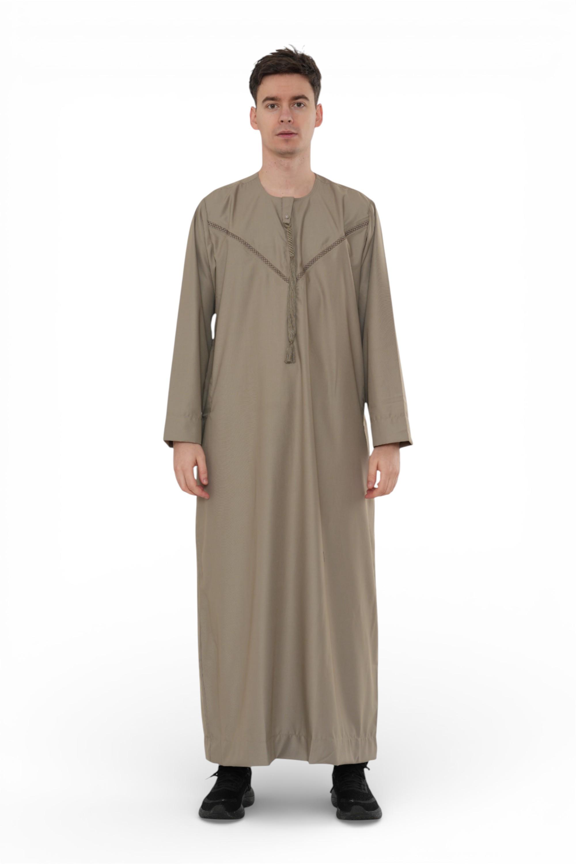 Herren Eid Beige marokkanische Thobe Robe Djellaba Ramadan Eid Jubba- HM10