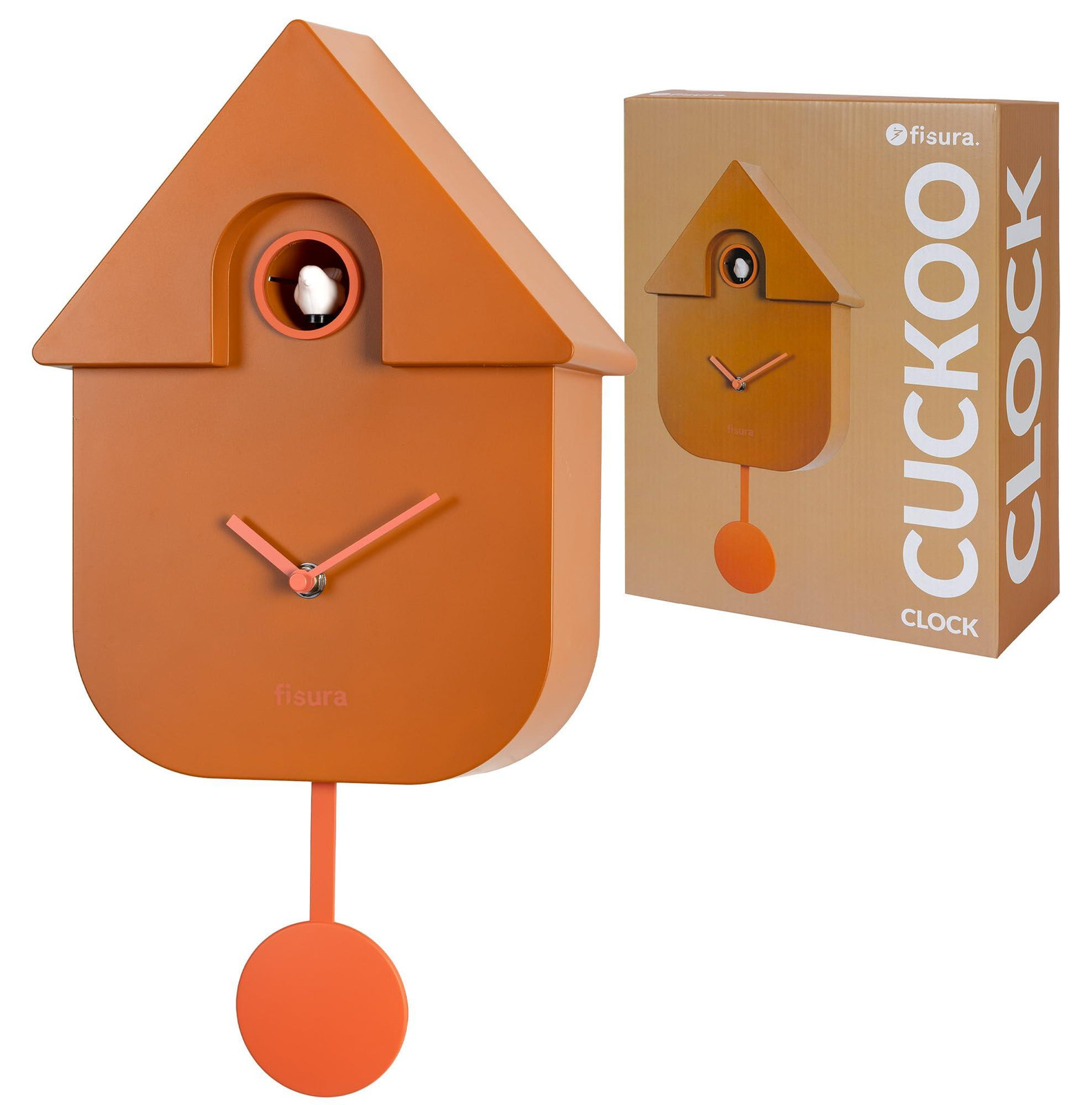 Fisura Analoge Terracotta Cuckoo-klok voor Wandmontage