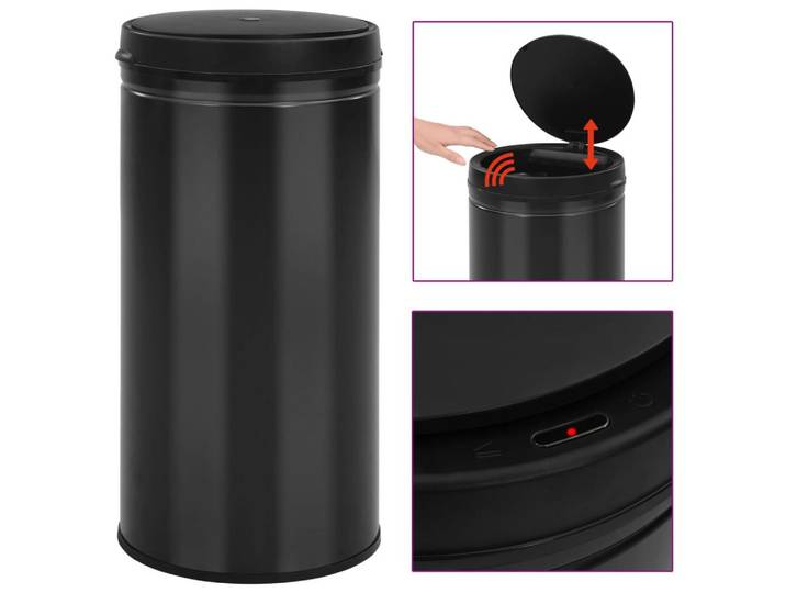 vidaXL Mülleimer Automatischer Sensor-Mülleimer 70 L Kohlenstoffstahl Schwarz