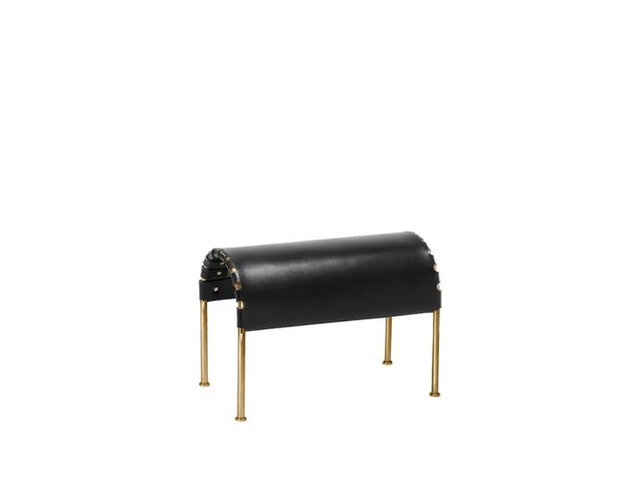 Källemo Pouf Bruno Noir-piètement laiton