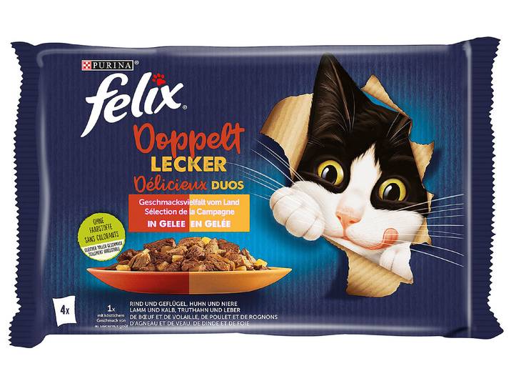 Felix Doppelt Lecker Katzenfutter in Gelee Fleisch 4x85g