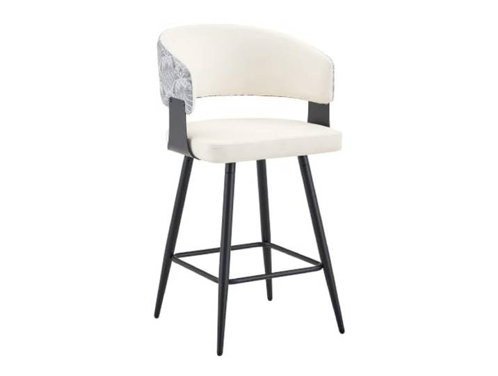 Vexelus 2er‑Set Barhocker mit Rückenlehne weiß, Kunstleder‑Sitz & Metallgestell, ergonomischer Küchenhocker mit Fußstütze