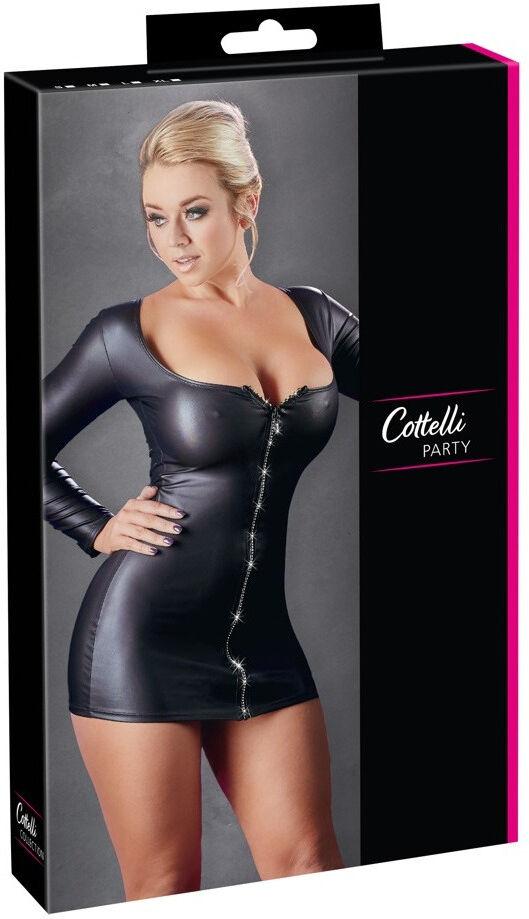 Cottelli PARTY Robe courte noire avec zip scintillant