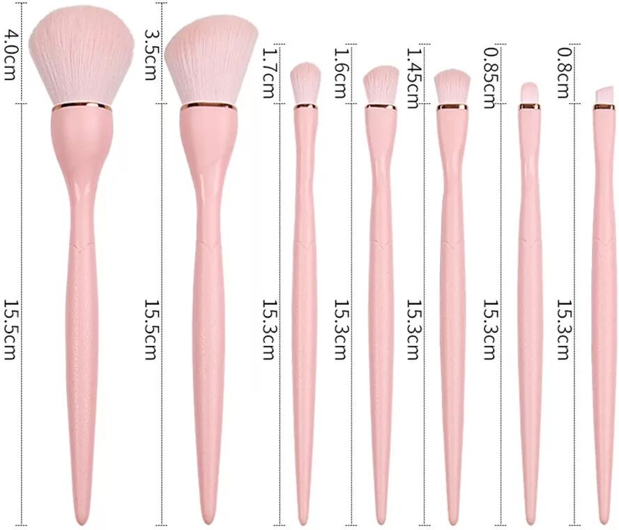INF Ensemble de 7 Pinceaux de Maquillage Roses - Poils Synthétiques Doux, Outils de Beauté Essentiels