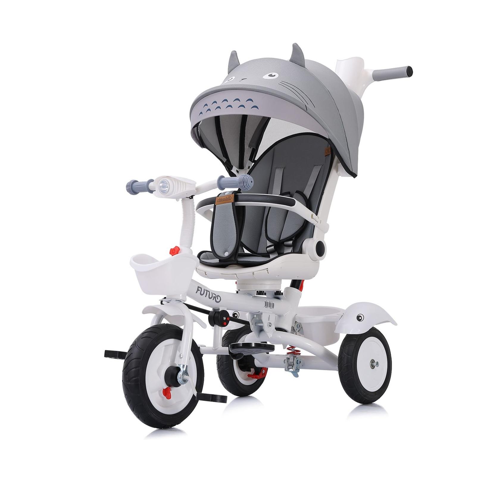 Chipolino Tricycle Futuro 2 in 1 faltbar, Becherhalter, Musik, Licht, PU-Räder grau