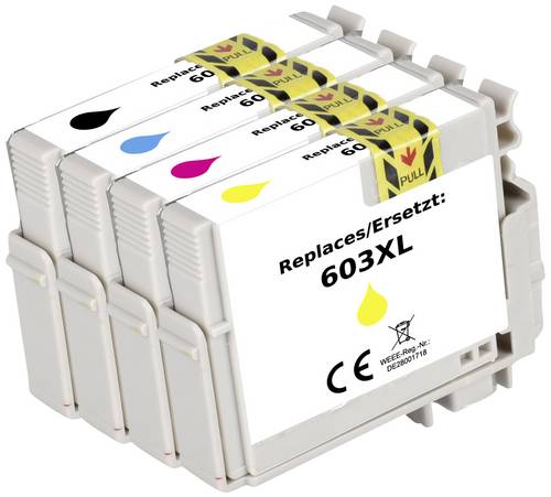 Renkforce Druckerpatrone ersetzt Epson 603, T03U5, T03U1, T03U2, T03U3, T03U4 Kompatibel Kombi-Pack Schwarz, Cyan, Magenta, Gelb