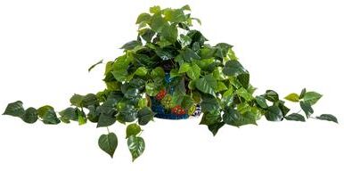 Nearly Natural "42"" UV Resistant Artificial Philodendron in Handmade Talavera Planter - Green"