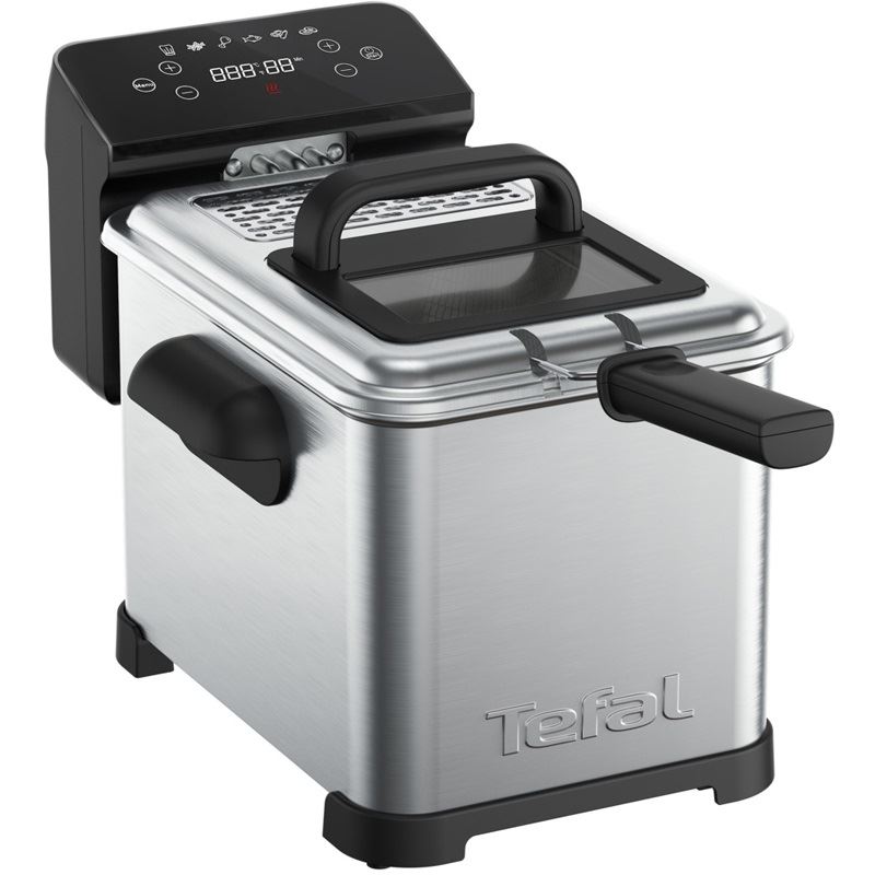 Tefal Fritteuse FR507D Family Pro Digital (edelstahl/schwarz, 2.400 Watt, Ölbehälter 4 Liter)