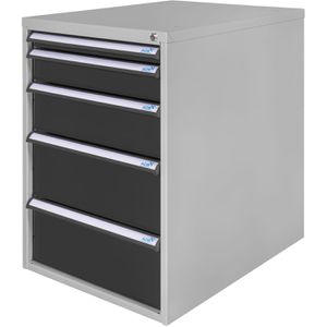 ADB Schubladenschrank 51515, aus Metall, 5 Schübe, anthrazit / lichtgrau (B/H/T) 53x80x70cm