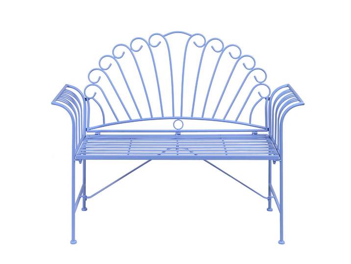 Beliani Gartenbank Hellblau Cavinia, Blau, Metall, 125x97x46 cm, Gartenmöbel, Gartenbänke