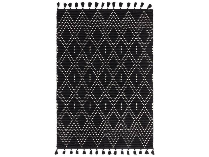 Tapis de salon en laine noir 120x170 cm