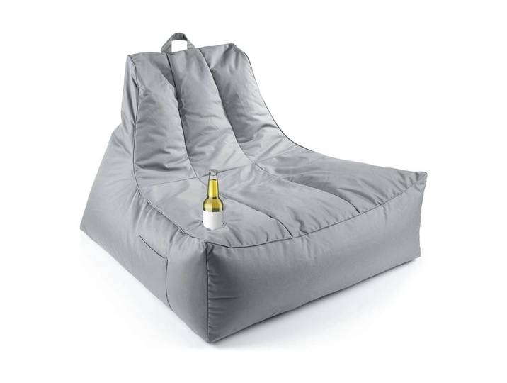Sitzsack LUMALAND Lounge mit Flaschenhalter 380 l , grau, B:180cm T:140cm, Polyester, Sitzsäcke, Sitzsack