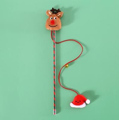 DynamicDeals Christmas Interactive Cat Wand Toy With Bell For Indoor Cats And Kittens elk
