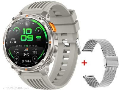 Smart Shopping Spot HT33 Outdoor Smart Watch With Bluetooth Calling Smartwatch, LED Flashlight & Long Battery silver Milan