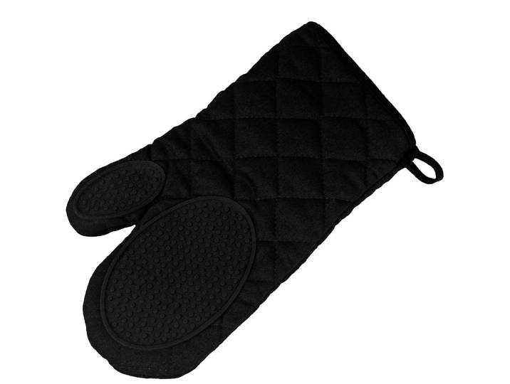 Ofenhandschuh mit Silikon, Topfhandschuh aus Baumwolle Polyester, schwarz, 30 x 18 cm