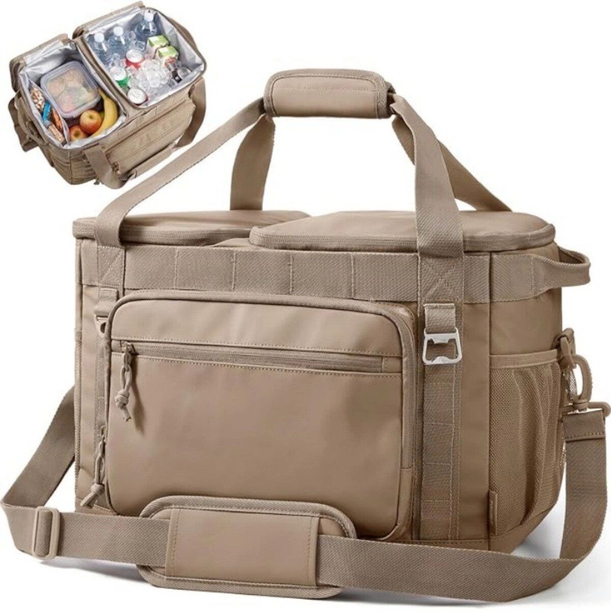 INF Sac isotherme pliable pour camping – Toile Oxford imperméable, léger et peu encombrant Kaki