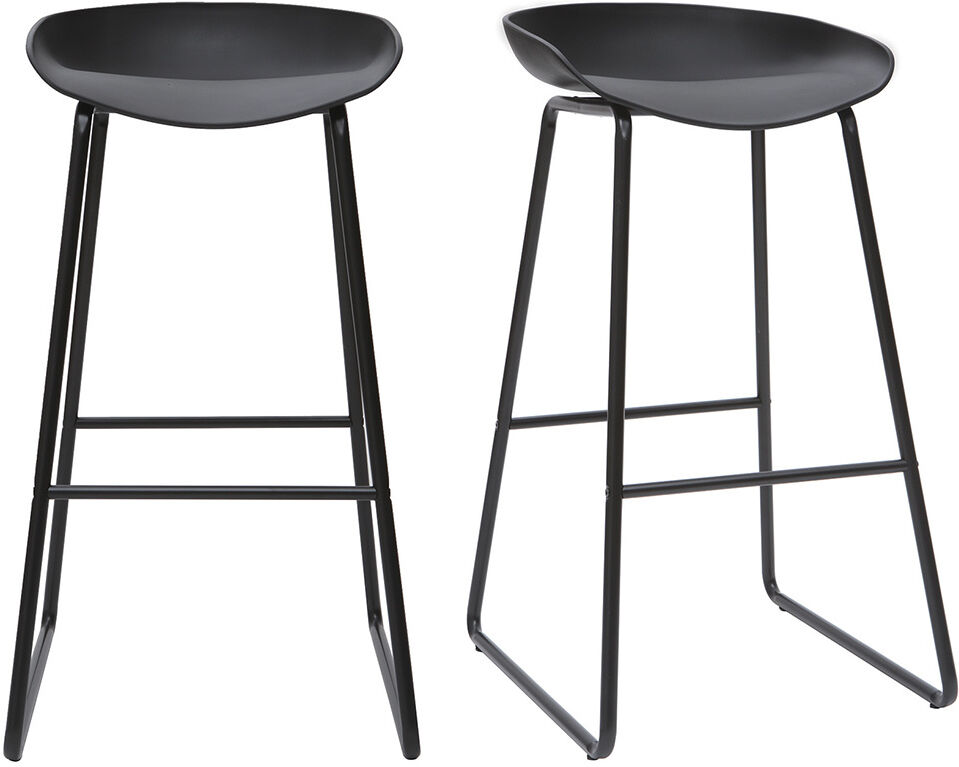 Miliboo Design-Barhocker Schwarz mit Metallbeinen (2 Stk.) PEBBLE