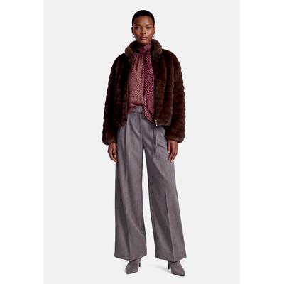 Schluppenbluse ZERO "Damen mit Print.", Damen, Gr. 40, rot (grau, braun), Chiffon, Obermaterial: 100% Polyester, durchscheinend, figurumspielend normal, Blusen Schluppenbluse