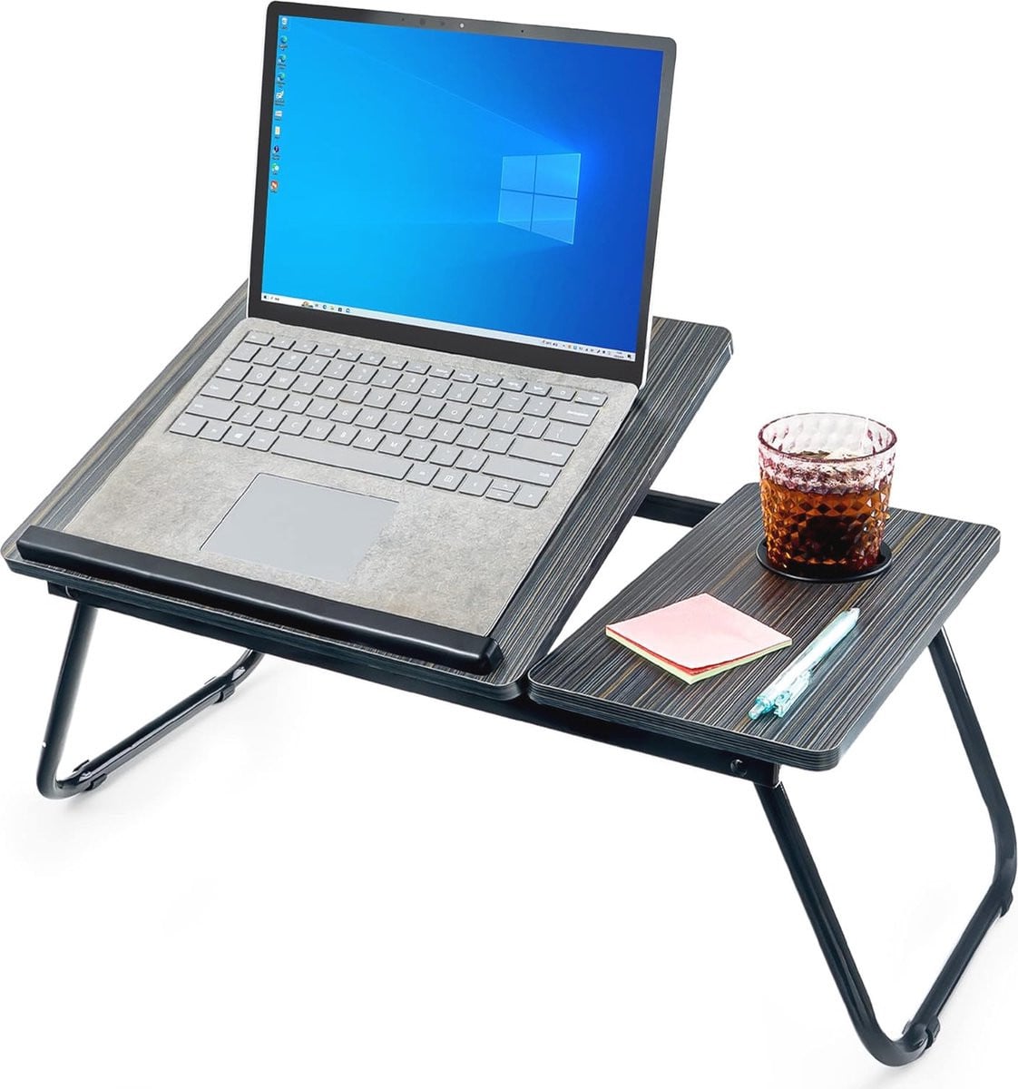 Multifunctionele opklapbare laptoptafel in zwart met verstelbare hoogte en kantelbaar werkblad
