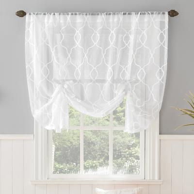 "No. 918 Allerton Embroidered Trellis Rod Pocket Window Tie-up Shade - 52"" x 63"" - 52"" x 63"""