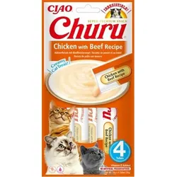 INABA Churu Katzenleckerli mit Huhn- und Rindfleischgeschmack 4x14g