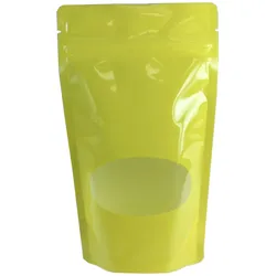 VEPATIM 1000x Standbodenbeutel PET gelb glänzend mit Fenster 110x185x65mm 250ml