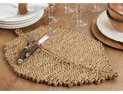 Saro Lifestyle Leaf Design Sea Grass Placemats (Set of 4)