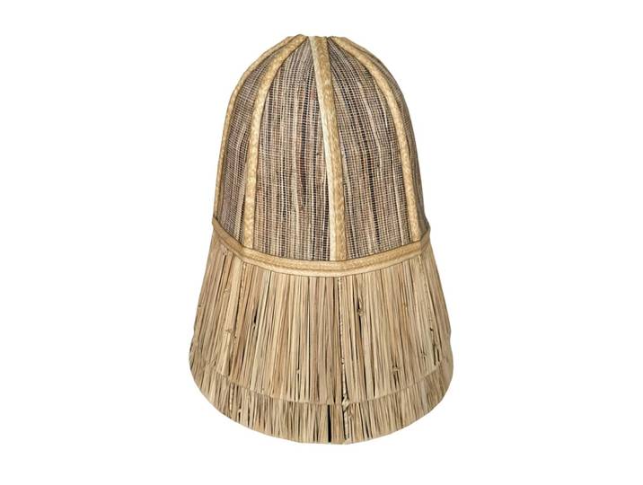 Suspension conique en fibre naturelle, teinte beige marron, d.38 cm