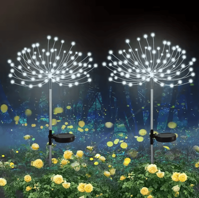Inspire Curations Solar Firework Dandelion Lights Waterproof Outdoor Garden Stake white 60led