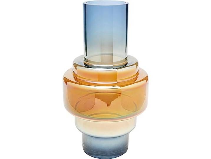Kare Design Vase Phenom Multi, Orange/Blau, Blumenvase, Dekorationsvase, Gefäß für Blumen, Tischvase, 35cm