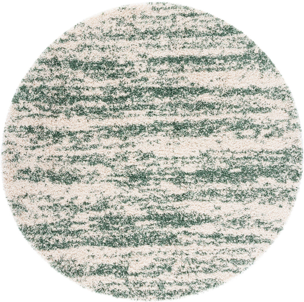 Rio Striped Area Rug Green Round 213 cm