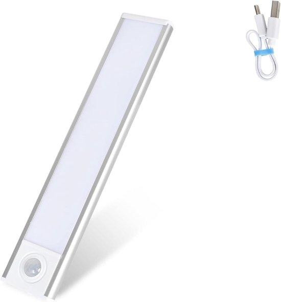 COLEXY Oplaadbare Led Strip Kastverlichting met Bewegingsmelder - Zilver - 20 cm