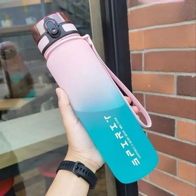 Uplifted Goods Large Capacity Sports Water Bottle With Motivational Markings For Travel Gym And Outdoor Use pink Green 16.9 Oz.