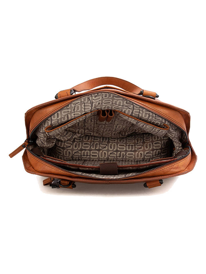SPIKES & SPARROW Leder-Businesstasche in Camel - (B)32 x (H)28 x (T)14 cm - onesize
