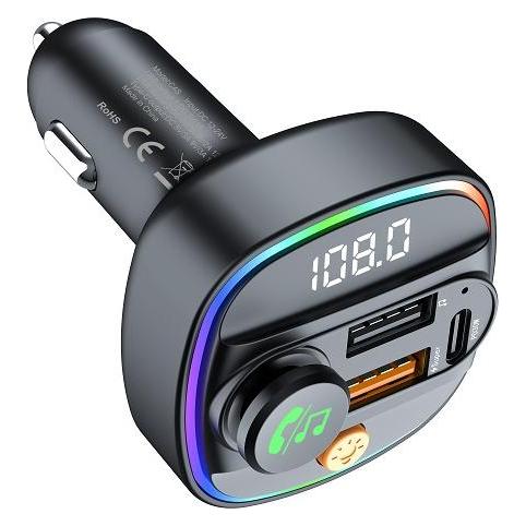 Devia Sender FM Smart Bluetooth MP3 Autoladegerät PD 30W 1x USB-C 2x USB 3A schwarz (BRA014311)
