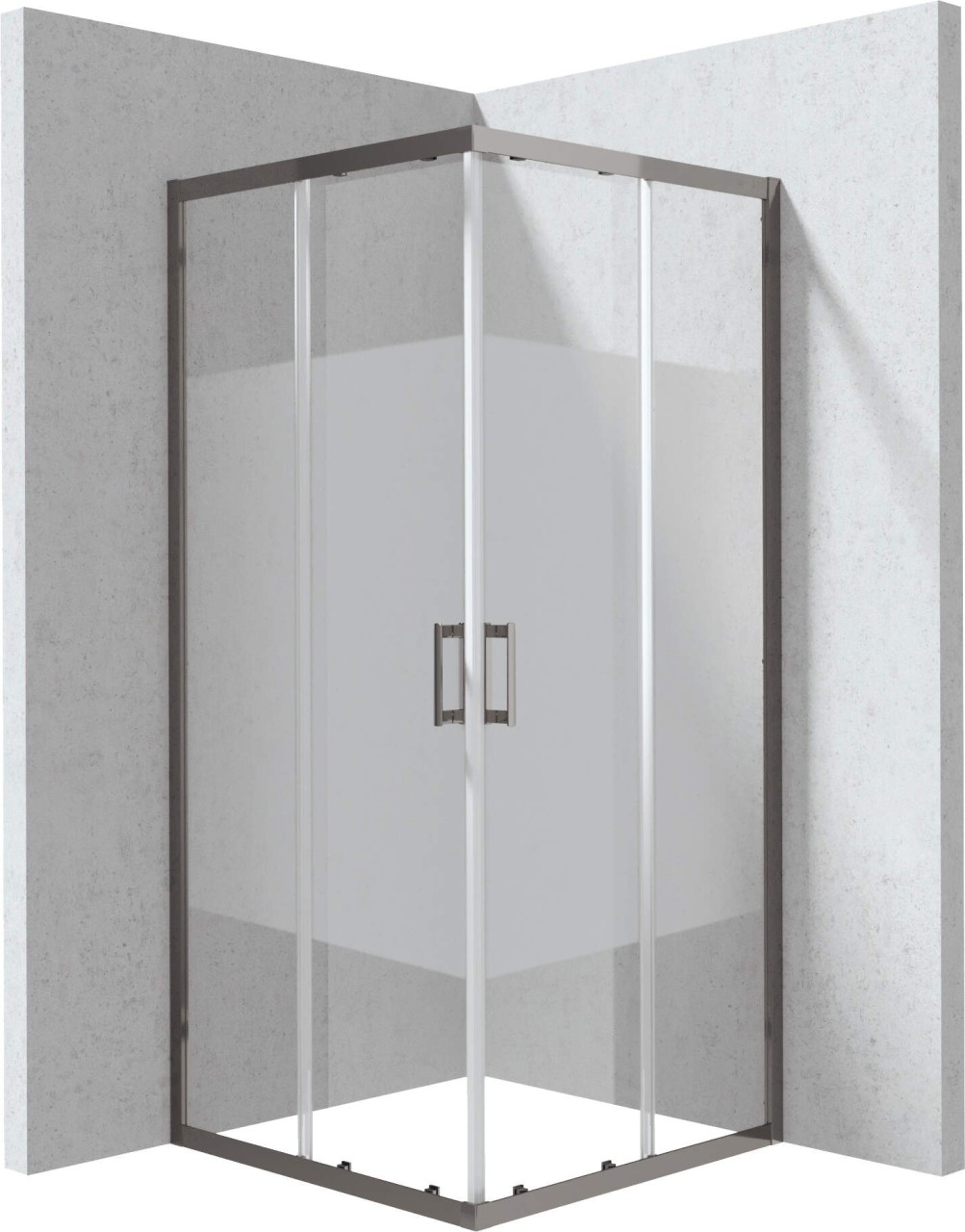 Neuesbad Quadratische Duschkabine, Titan, Streifen Glas Dekor E, 90x90x195 cm NB1DEKYCDE99P1