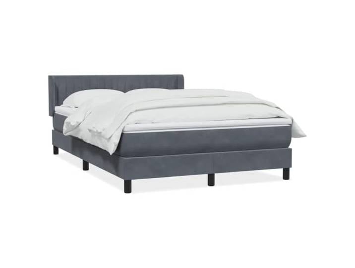 LKJephalotrop Boxspringbett 160x210 cm Dunkelgrau Samt mit Matratze Komplettes Doppelbett fürs Schlafzimmer mit verstellbarem Kopfteil, Taschenfederkern-Matratze und waschbarem Topper.