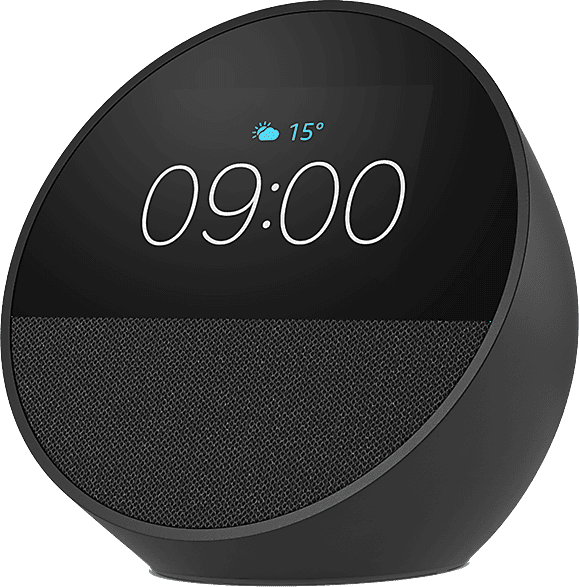 Reloj despertador inteligente - Amazon Echo Spot (modelo 2024), Sonido de calidad y Alexa, Negro