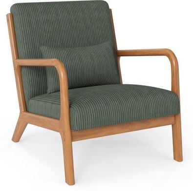 Costway Accent Chair Corduroy Upholstered Lounge Chair with Lumbar Pillow-Green
