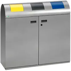 Mülltrennsystem VAR WS 100R 3-fach silber 3 x 80 L Doppelflügeltür mit Doppelbartschloss und prakt. Griffmulden
