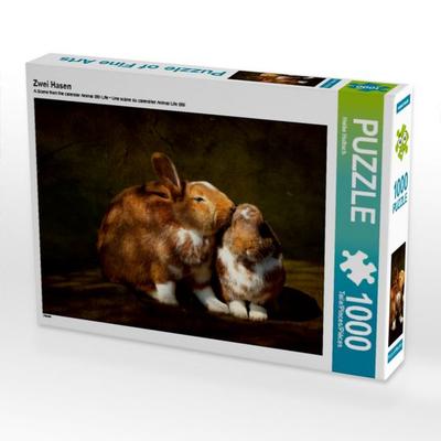 CALVENDO Puzzle Zwei Hasen | 1000 Teile Lege-Größe 64x48cm Foto-Puzzle für glückliche Stunden